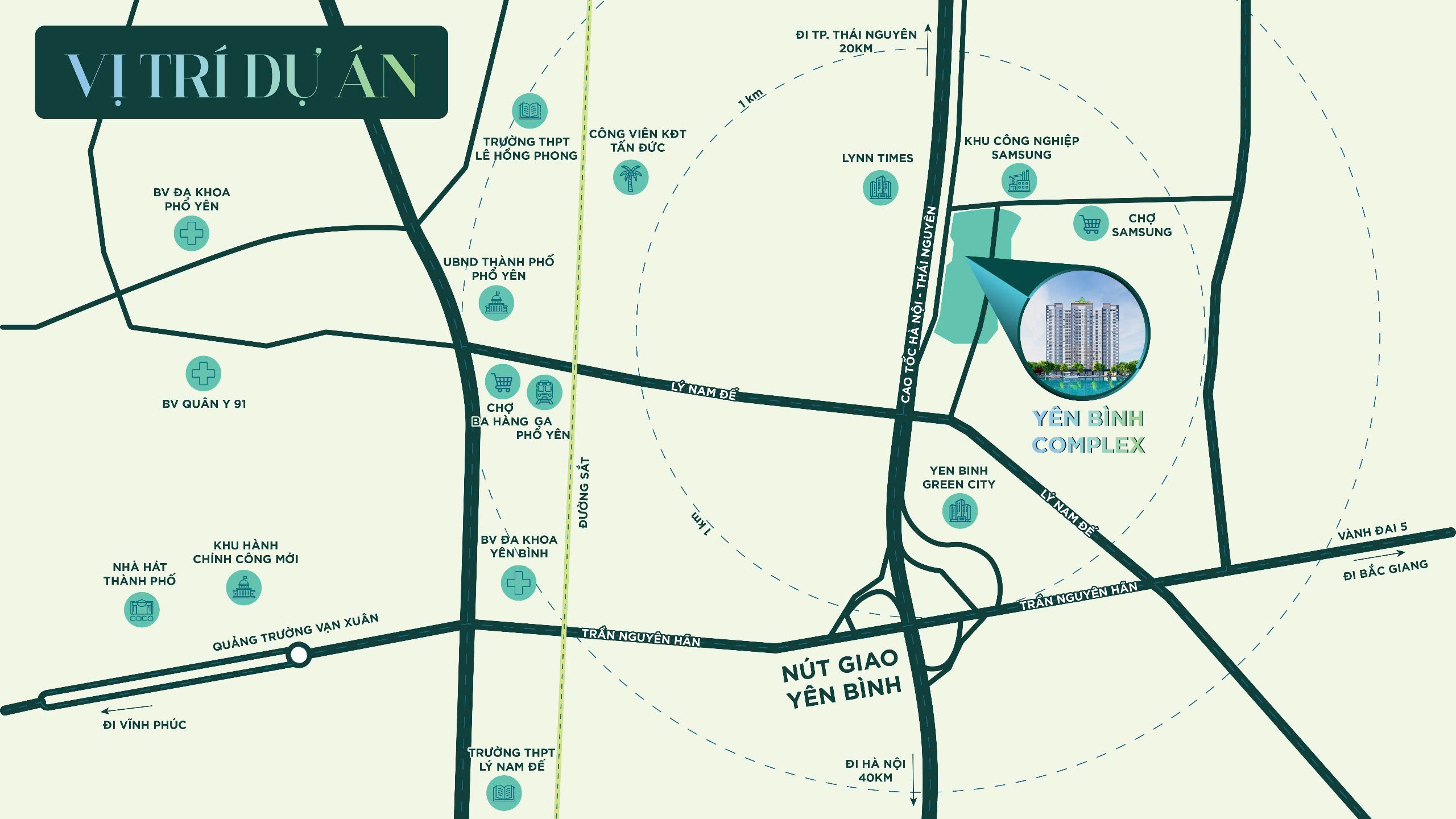 Vị trí dự án chung cư Yên Bình Complex Phổ Yên, Thái Nguyên